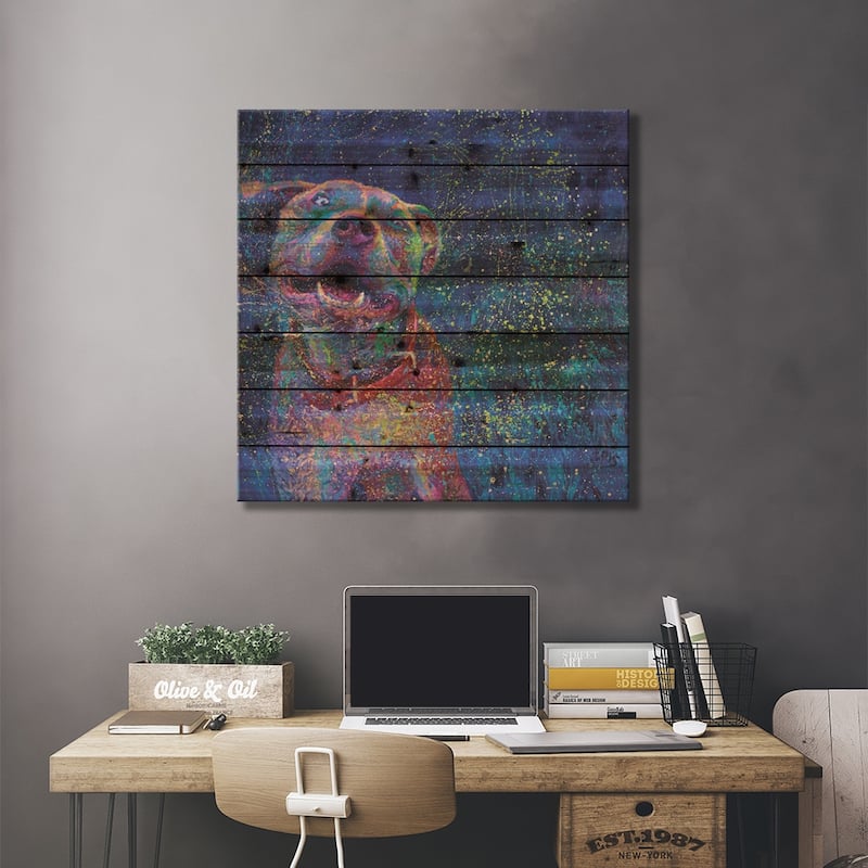 Blue Chakra Print On Wood by Iris Scott - Multi-Color