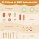 preview thumbnail 7 of 5, Kids Pretend Kitchen Barbecue Grill Playset with Wheels - 21" x 14" x 25"