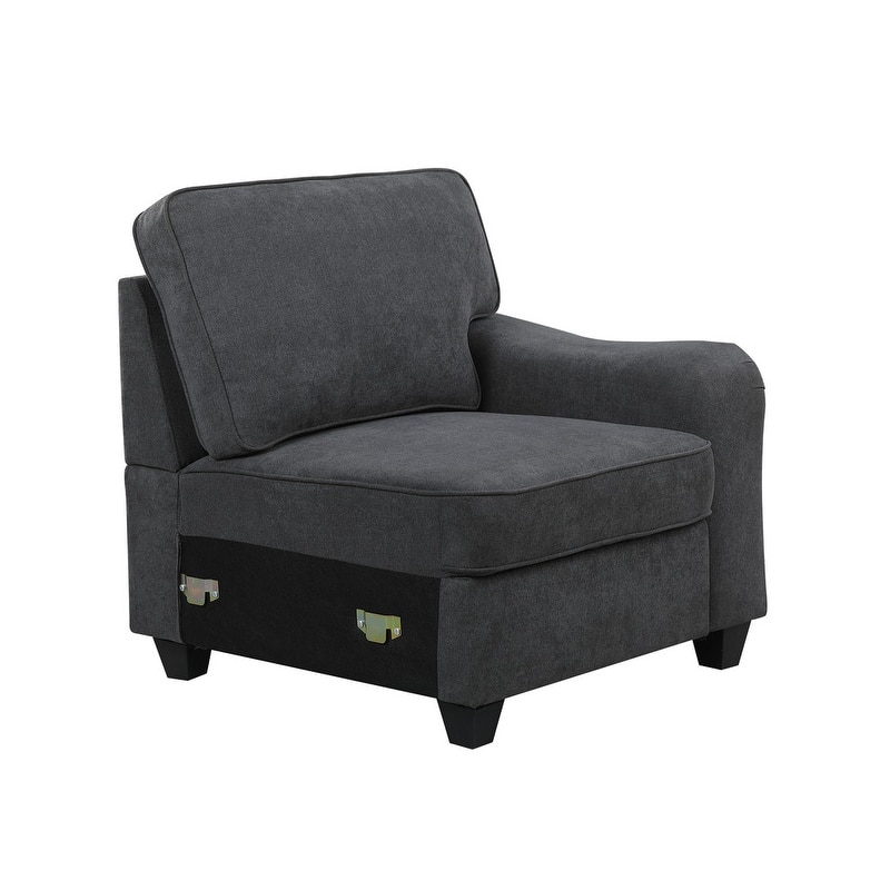 Leo Dark Gray Woven 8Pc Modular L-Shape Sectional Sofa and Ottoman