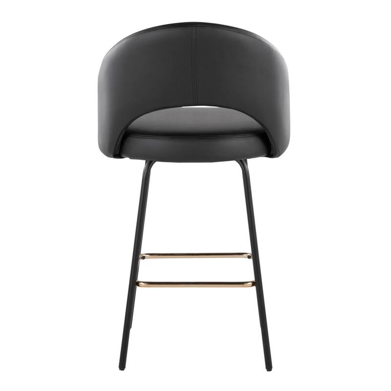 Porch & Den Vika Upholstered 26" Counter Stool with Metal Legs & Square Footrest (Set of 2)