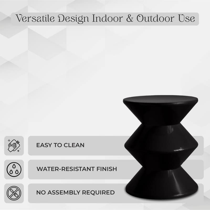 Round Side Table in ABS Plastic with Double-Hourglass Design End Table For Indoor and Outdoor