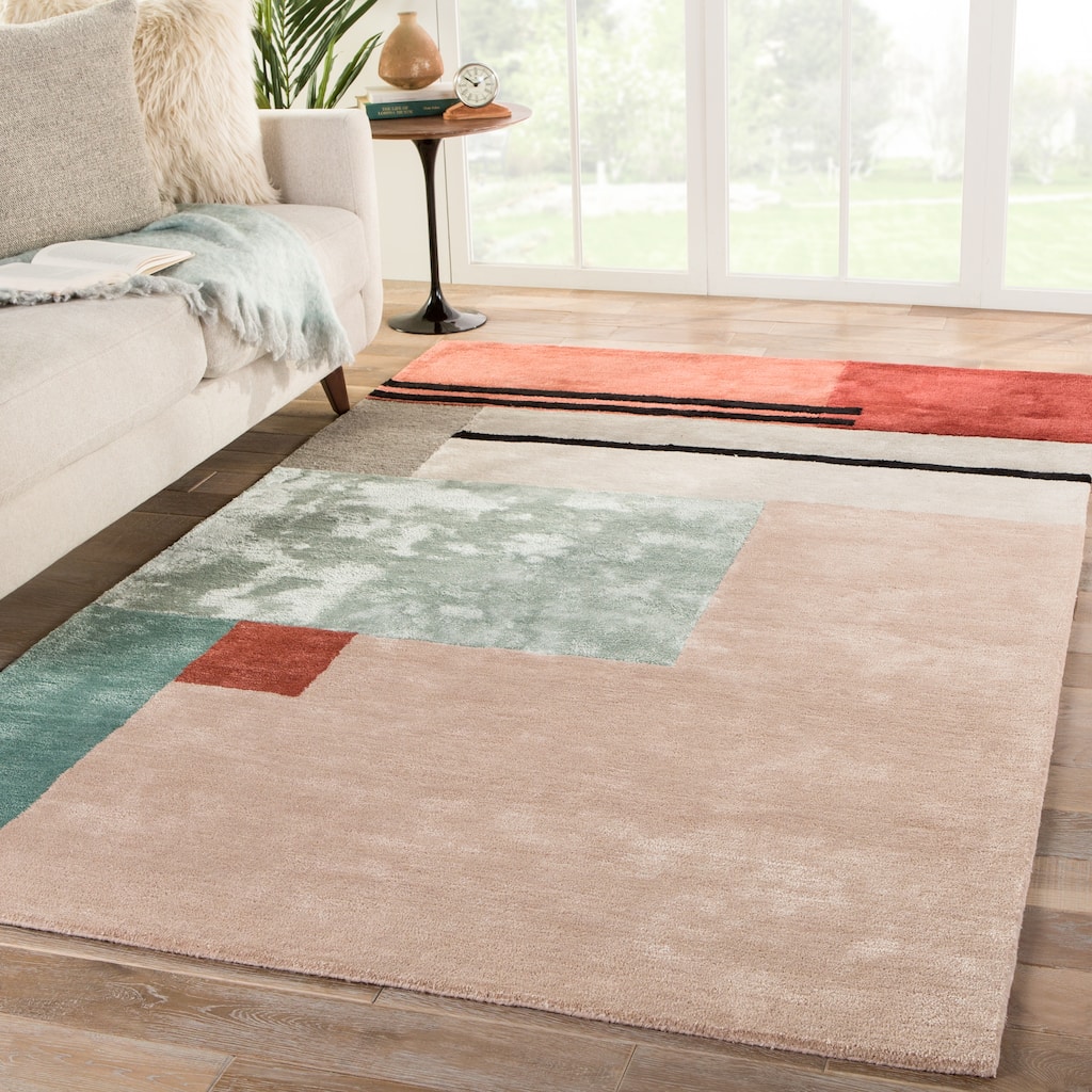 Volta Handmade Geometric Pink/ Red Area Rug