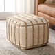 preview thumbnail 3 of 1, Remsen Handmade Striped Tan/ Cream Cylinder Pouf