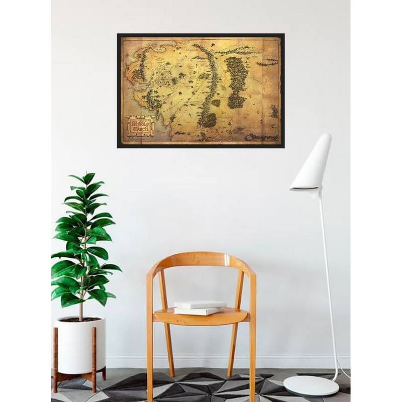 Enhance your surroundings with Lord of The Rings Middle Earth Map Framed Poster - 24 x 36 Inch