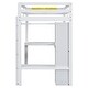preview thumbnail 9 of 7, Twin Size Loft Bed with Desk and Storage Shelf, Wooden Loft Bed Frame with Wardrobe, Cabinet, Slats, Guardrail