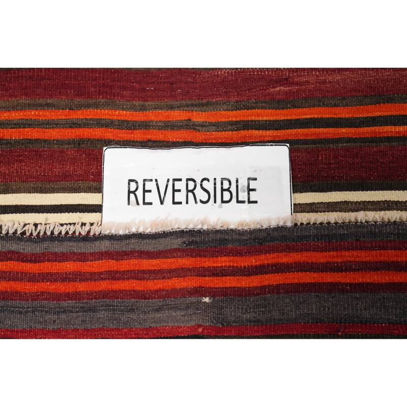 Hand Woven Oriental 100% Wool Carpet Southwestern Geometric Multi-Colored Kilim Area Rug - 10' 2'' X 5' 2''