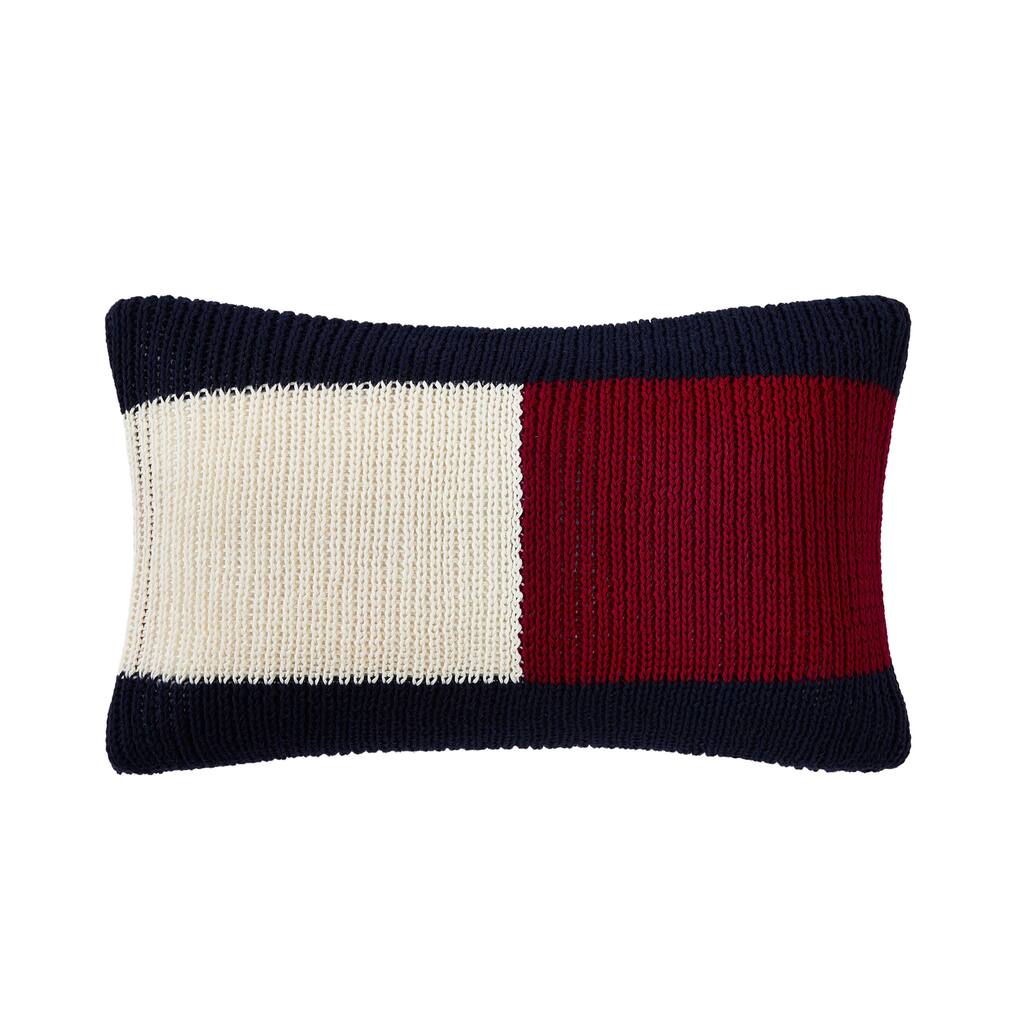 Tommy Hilfiger Rib Knit Flag Blue Throw Pillow