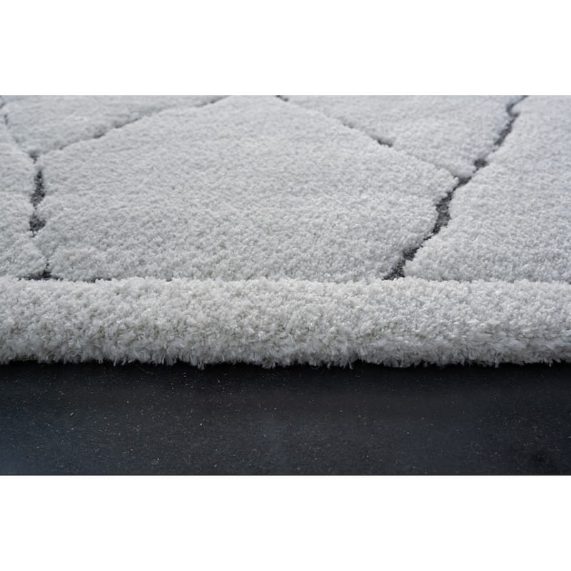 Nina Madison Ivory and Charcoal Recycled Polyester Area Rug - 6' x 9'