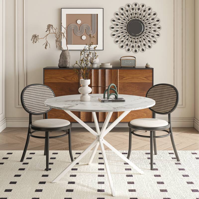 Modern Round Dining Table With Two Piece Detachable Table Top