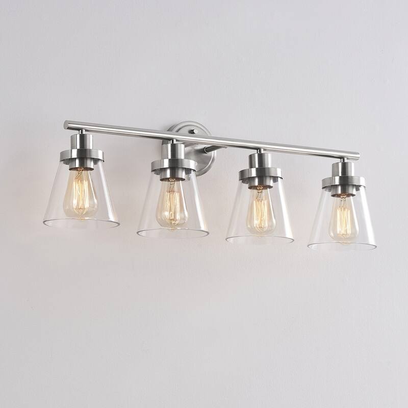 KAWOTI 30.6 inch 4-Light Bathroom Vanity Light with Bell Glass Shade