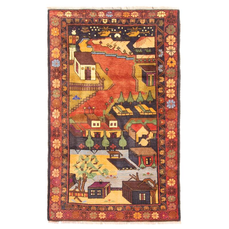 ECARPETGALLERY Hand-knotted Teimani Dark Grey Wool Rug - 2'9 x 4'8