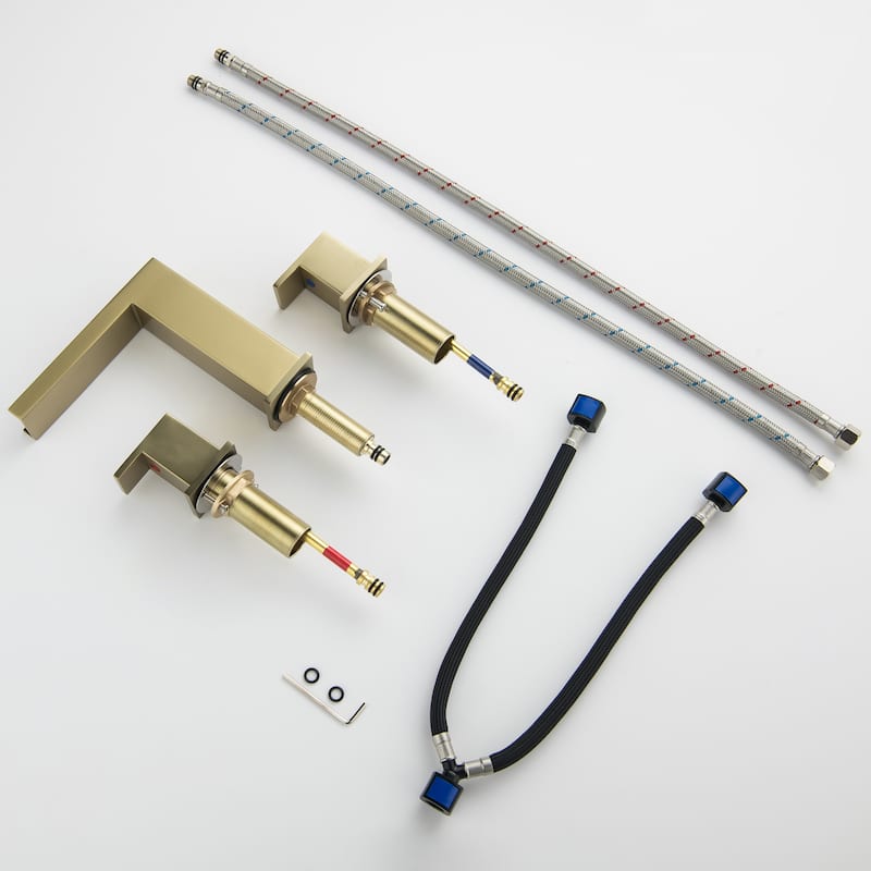 5.3"H Top Opening Waterfall Spout Widerspread Double Handle Bathroom Sink Faucet