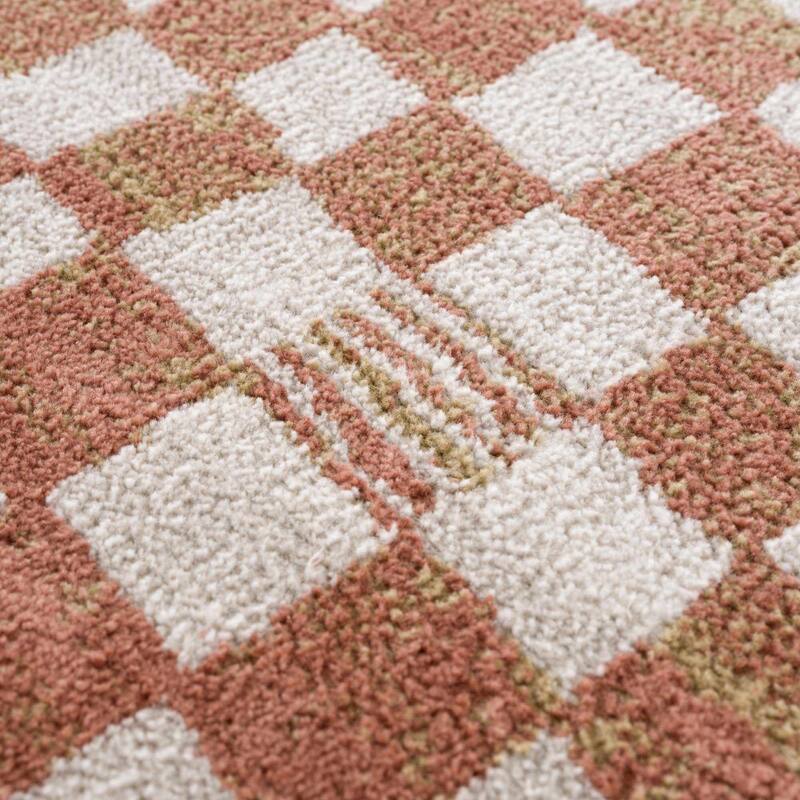 Hauteloom Pertek Checkered Square Tile Distressed Area Rug