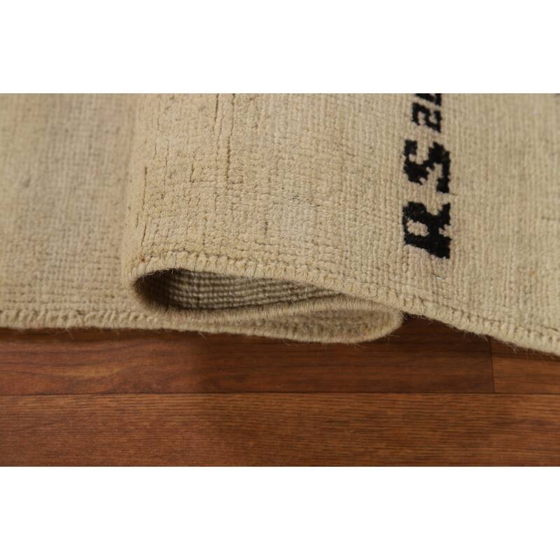 Gabbeh Modern Solid Rug Hand-Knotted Wool Carpet - 1'8"x 3'4"