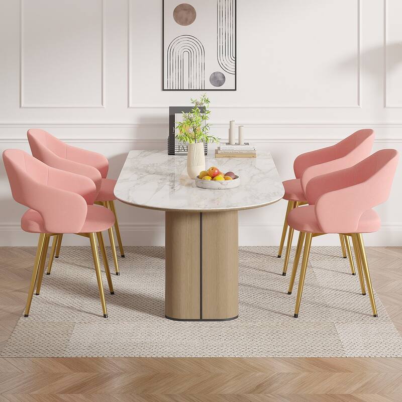 Javlergo Modern Dining Chairs, Comfy Dining Room Chairs with Thick Cushions, Upholstered Kitchen Side Chairs with Metal Legs