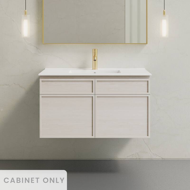 St. Tropez 36" Wall-Mounted Bathroom Vanity Cabinet Without Top In White Oak - 36