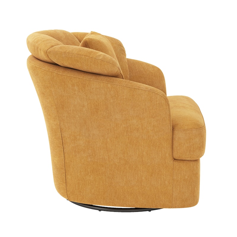 Upholstered Swivel Accent Chair Barrel Armchair Metal Frame with Pillows Living Room Chair