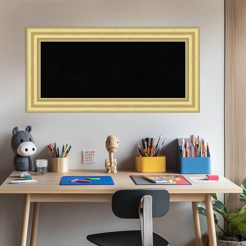 Sophia Gold Framed Cork Board - Bulletin Board, Organization Board, Pin Board