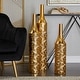 preview thumbnail 40 of 41, Set of 3 Contemporary Glam Gold Iron Vases S/3 36", 30", 25"H - Spiral Brushed Brass