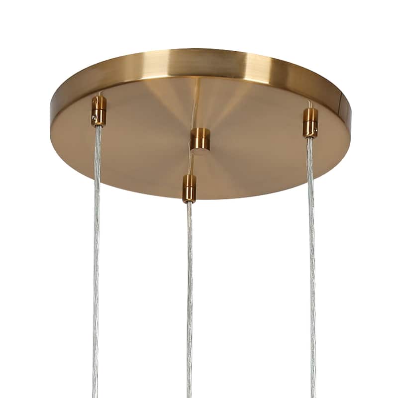 Modern 3-Light Gold Cluster Chandelier Textured Glass Island Pendant Light for Dining Room - D18.5" x H66" Max