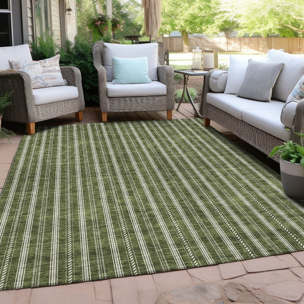 Machine Washable Indoor/ Outdoor Chantille Stripe Twist Rug