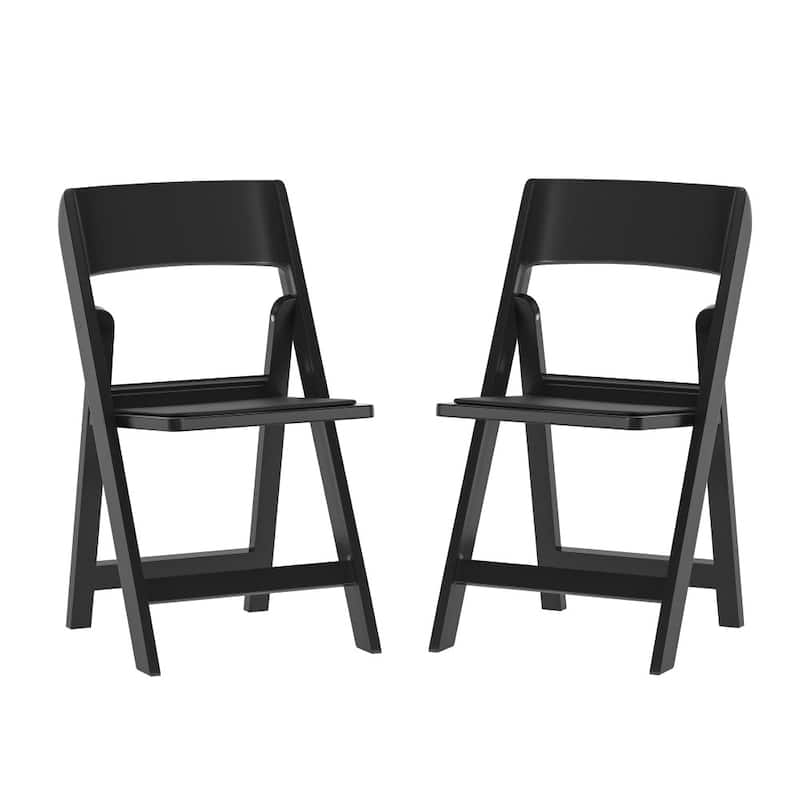 Set of 2 Commercial Resin Folding Event Chairs with Removable Padded Seats - 17.5"W x 18.25"D x 31.25"H - Black