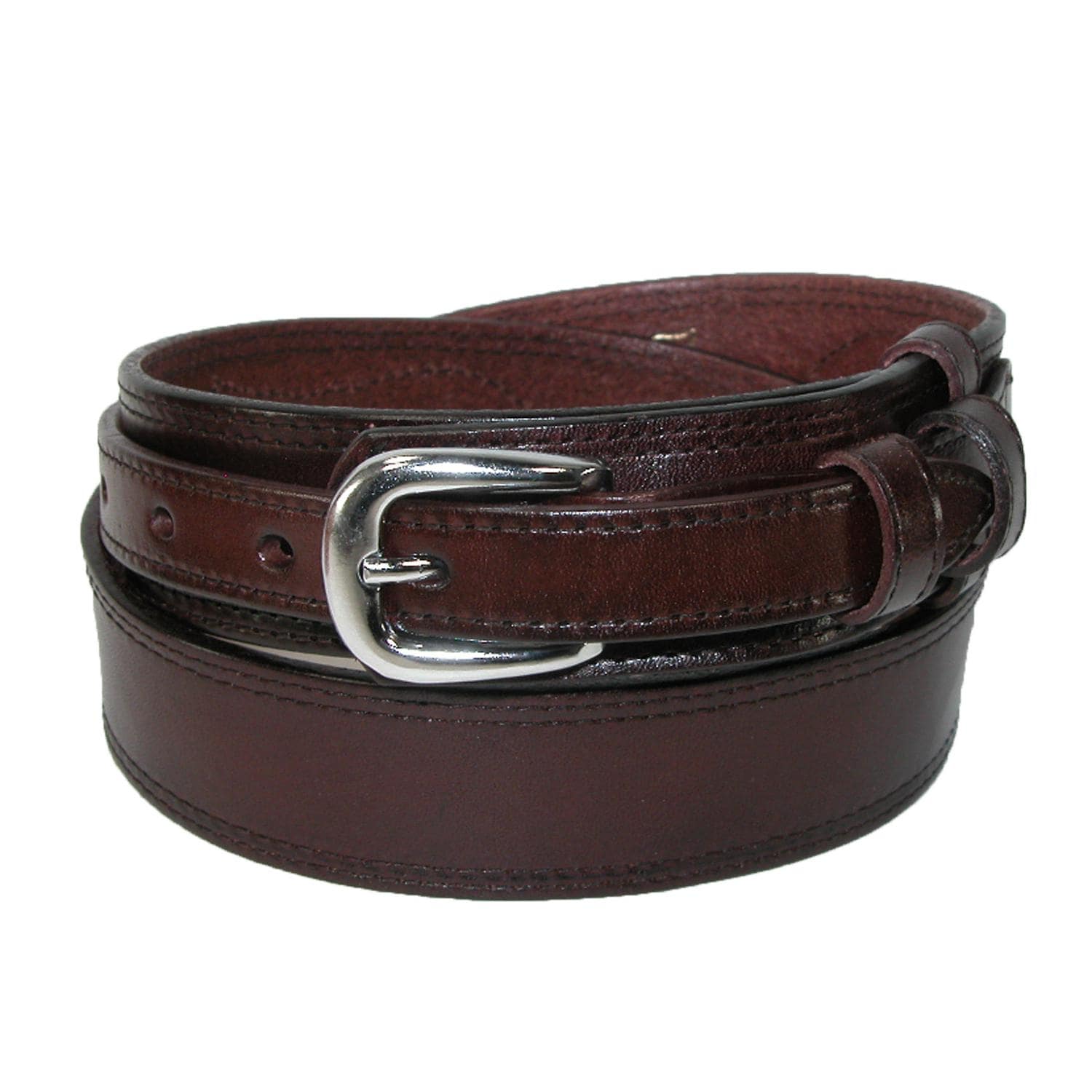 Boston Leather Mens Big /& Tall Leather Contrast Triple Stitch Bridle Belt