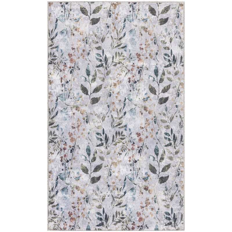 Nourison Washables Indoor Multicolored Floral Area Rug - 3' x 5' - Grey - Rectangle