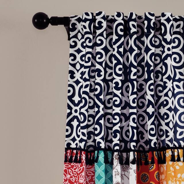 Lush Decor Boho Patch Window Curtain Panel Pair