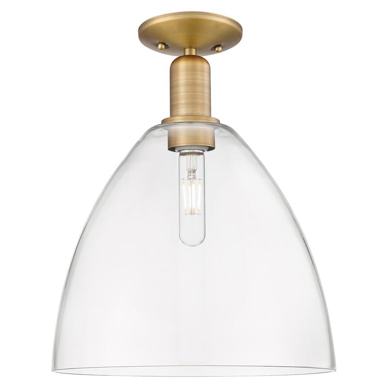 Innovations Lighting Endless Possibilities Arcadia - Bristol - 1 Light 12" Semi-Flush Mount - Clear/Brushed Brass