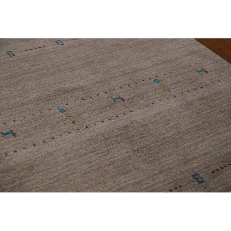 Gabbeh Modern Area Rug Handmade Grey Tribal Wool Carpet - 5'3" x 7'6"