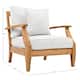 SAFAVIEH Couture Freida Wood Patio Arm Chair - 31.4" W x 35.6" L x 32.6" H - 31"W x 36"D x 33"H