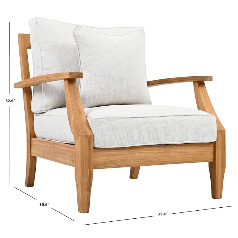 SAFAVIEH Couture Outdoor Patio Furniture Martinique Wood Arm Chair - 31"W x 36"D x 33"H
