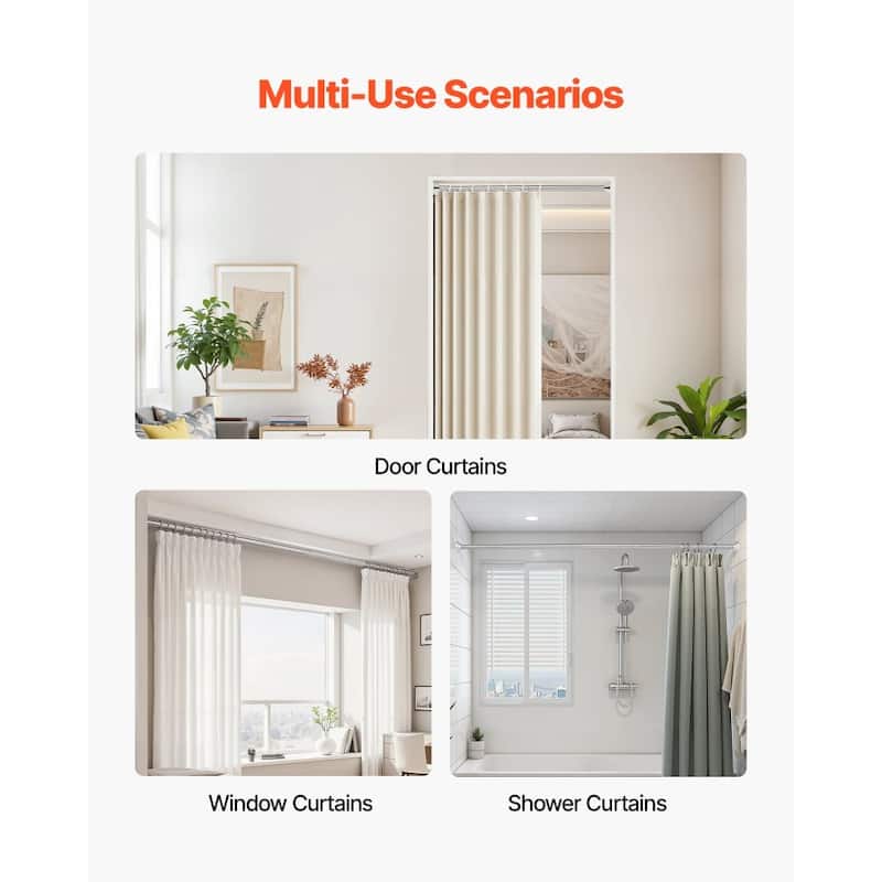 Extendable 28-76 in Tension Shower Rod Stainless Steel Heavy Duty for Bathrooms or Closets - 28-76 in