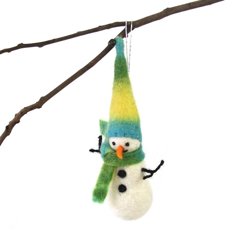 Handmade Felt Nordic Snowman Ornament (Set of 2)