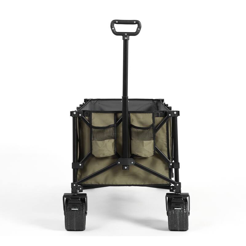 Foldable Wagon with All-Terrain Wheels & Drink Holders, 220lb Capacity