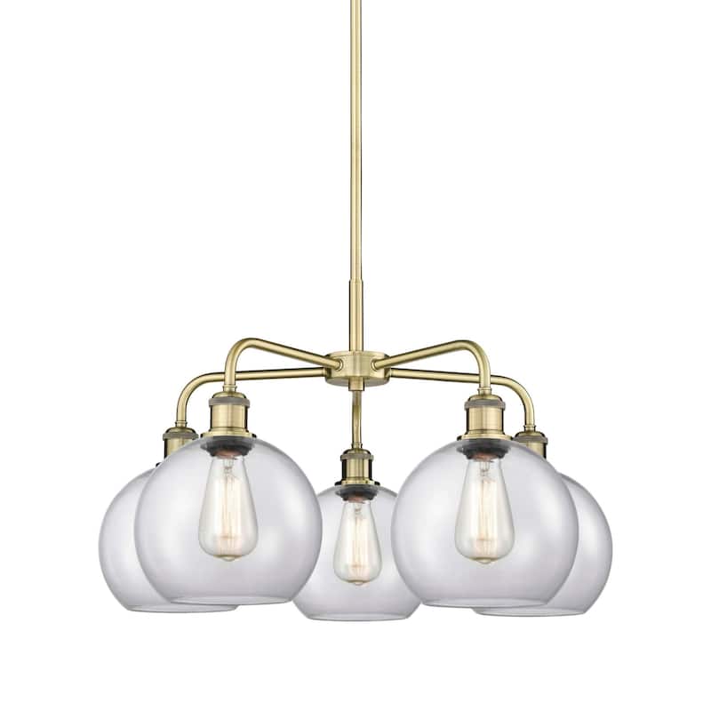 Innovations Lighting 516-5CR-16-26 Athens Chandelier Athens 5 Light - Antique Brass / Clear
