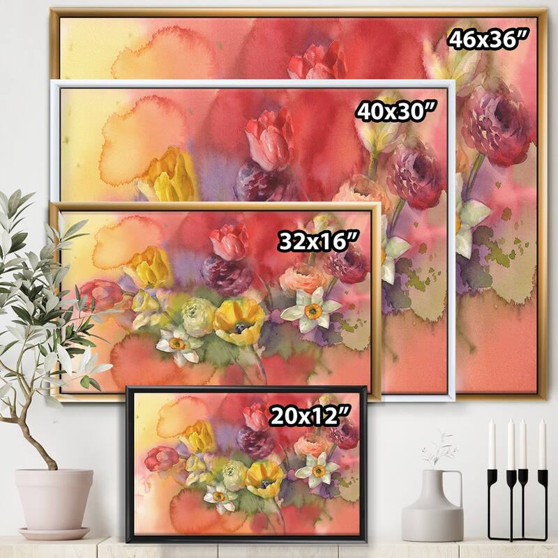 Designart "Tulips Bouquet With Yellow And Red Flowers" Farmhouse Framed