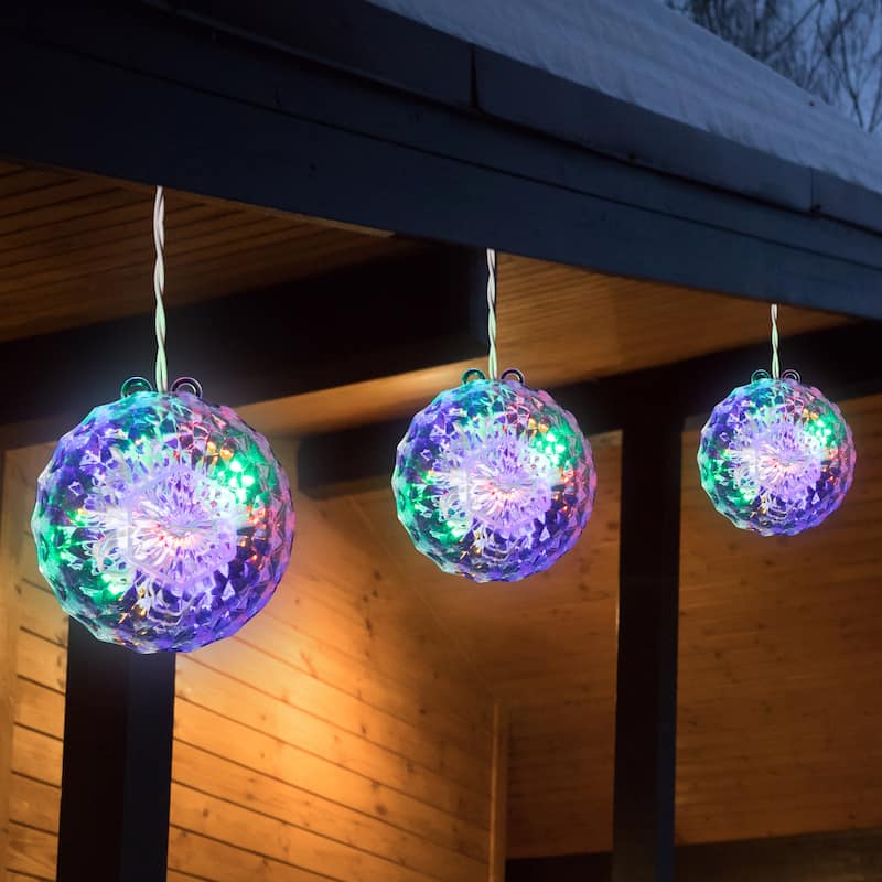 6" LED Multi-Color Hanging Crystal Sphere Outdoor Christmas Decoration