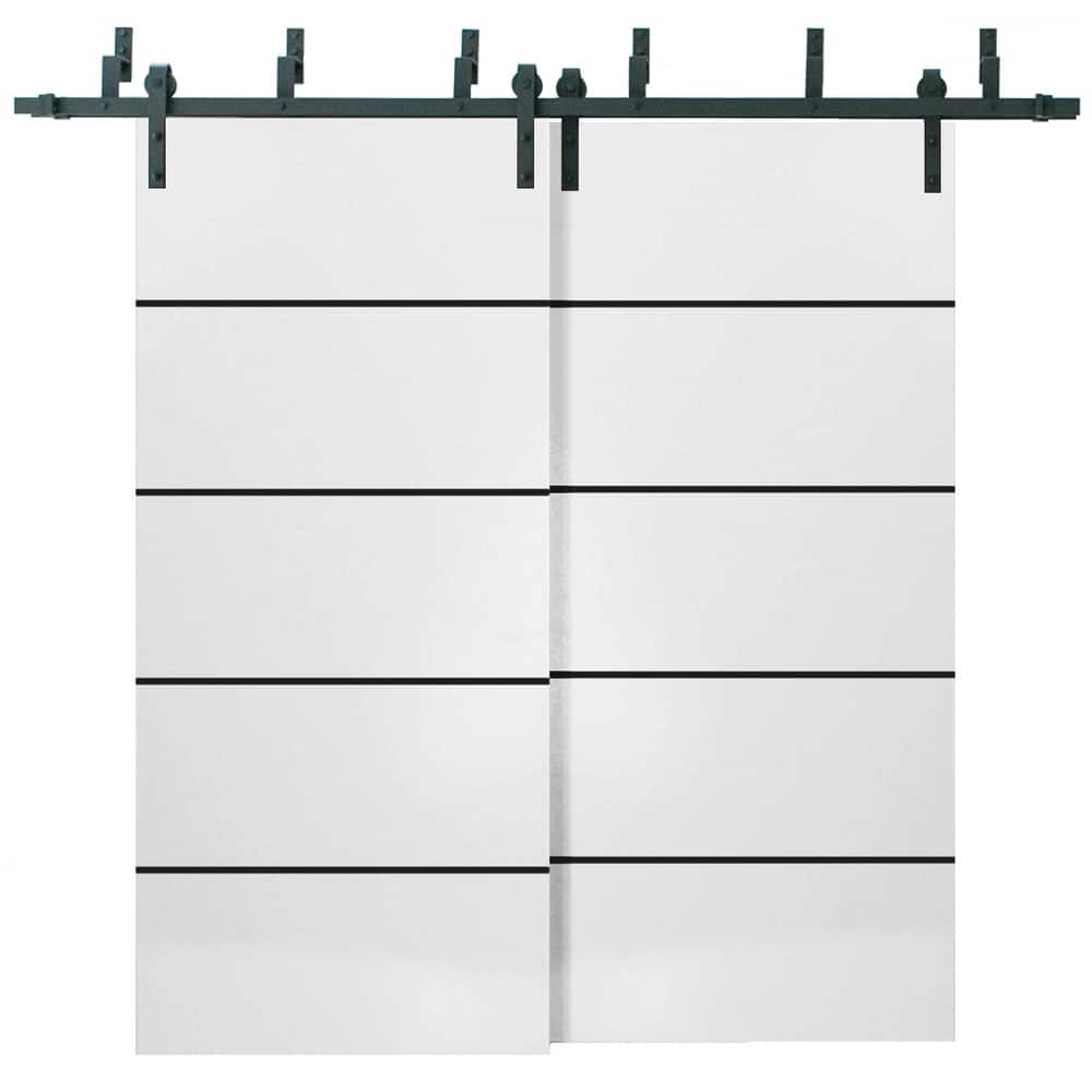 Sturdy Barn Door 36 x 80 Planum 0015 White Silk with 6.6FT