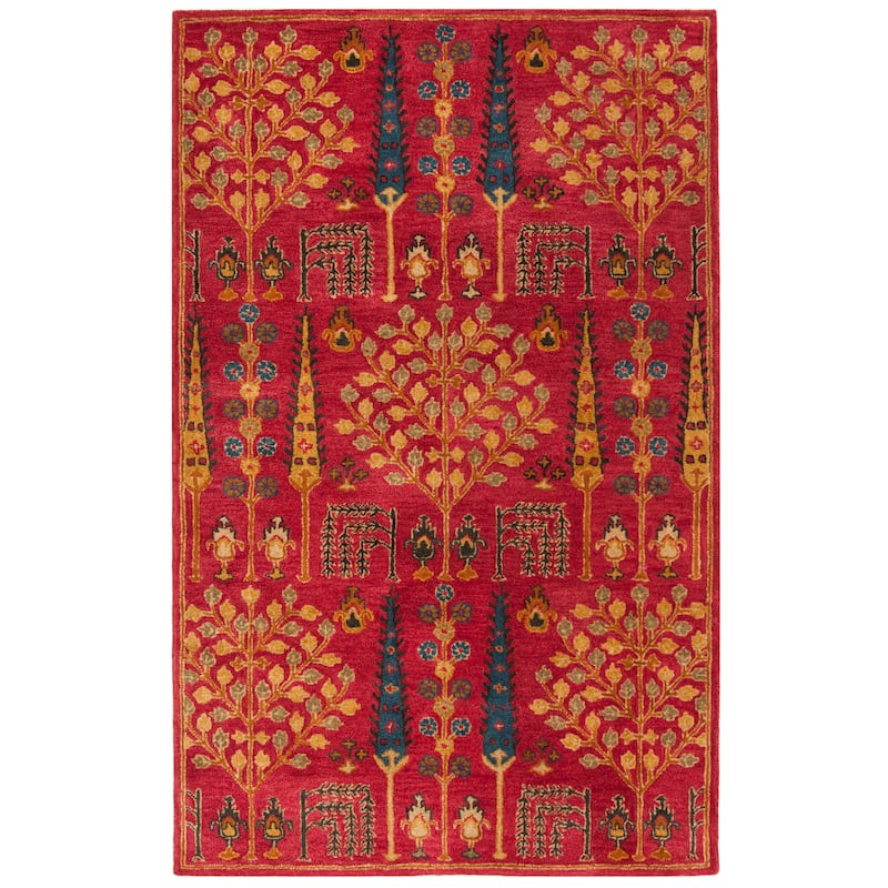 SAFAVIEH Handmade Heritage Kylee Traditional Oriental Wool Rug - 4' Square - Red/Multi - Square