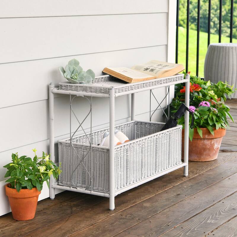 Household Essentials Raised 2-Tier Plant Stand with 2 Interchangeable Shelves