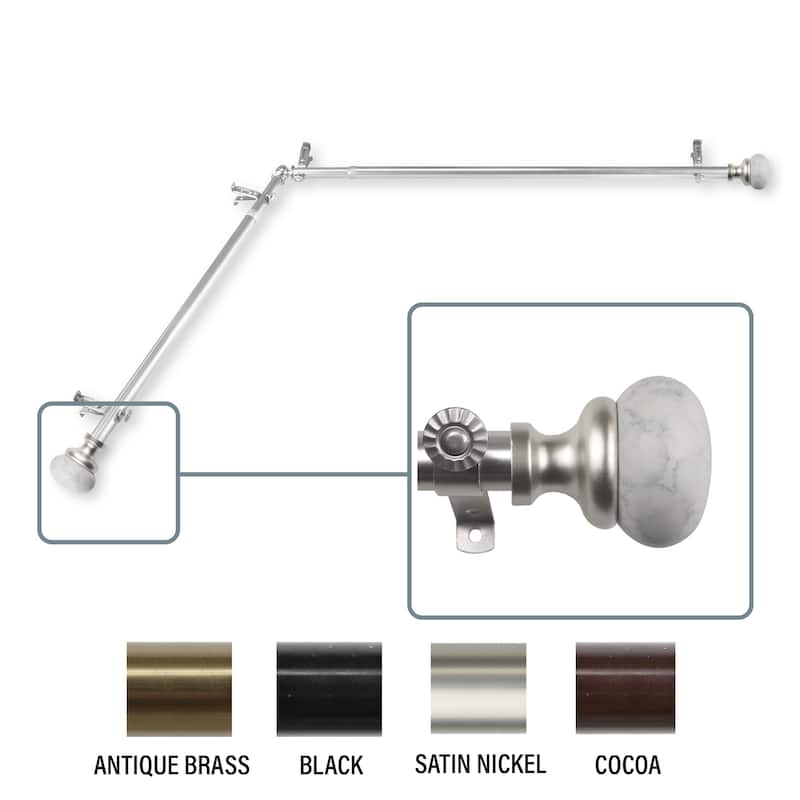 InStyleDesign Alf Corner Window Curtain Rod 13/16 inch dia. - 66 to 120 inches - Satin Nickel