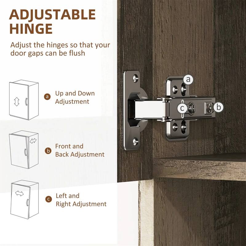 Modern Freestanding Kitchen Pantry with Hutch and Glass Doors