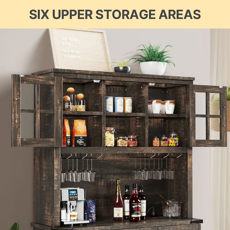 Moasis 72'' Kitchen Storage Cabinet Pantry Cupboard with Charging Station and 3 Drawers