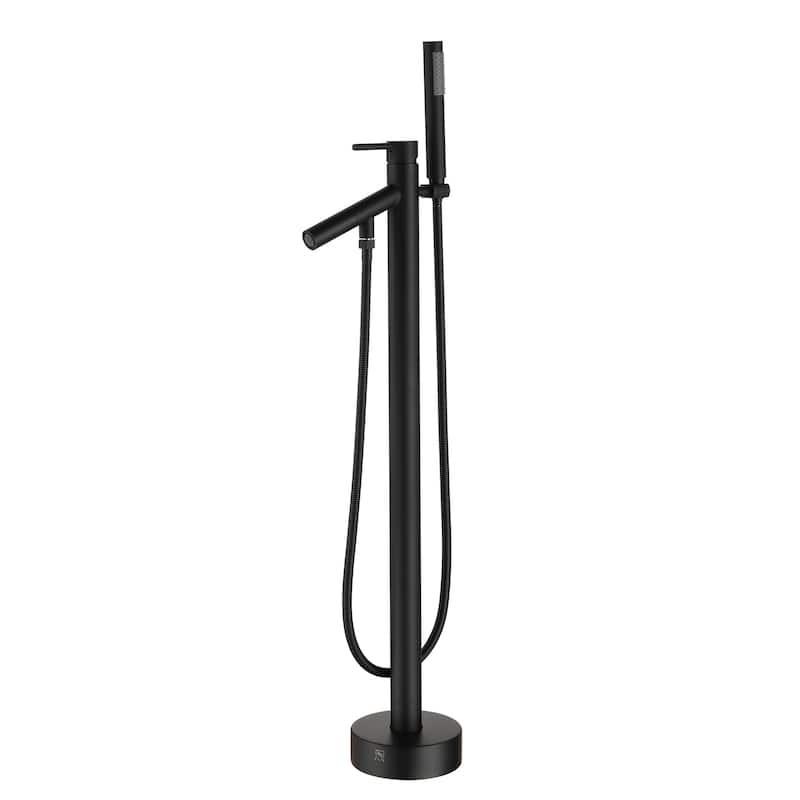 CASAINC Freestanding Single-Handle Bathtub Faucet with Hand Shower - Black