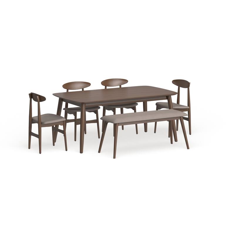 Carson Carrington Haapajarvi Mid-century Modern 6-piece Medium Oak Dining Set - 6 - Oak - Rectangular