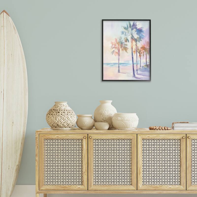 Stupell Pastel Warm Palm Trees Framed Giclee Art Design By Arlington Prints