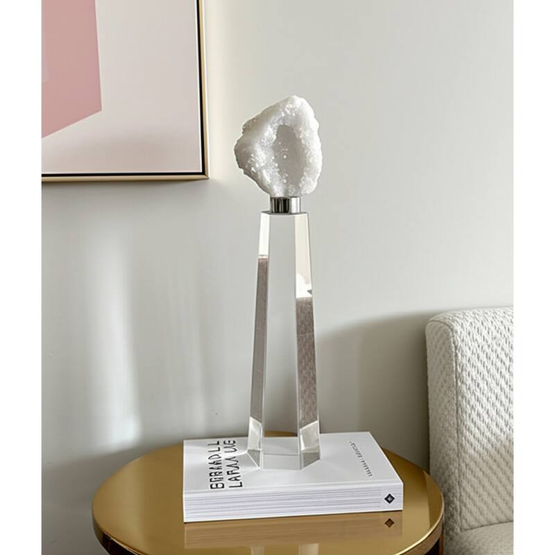 Crystal Stone Decorative Object Modern Geometric Glass Base Home Decor