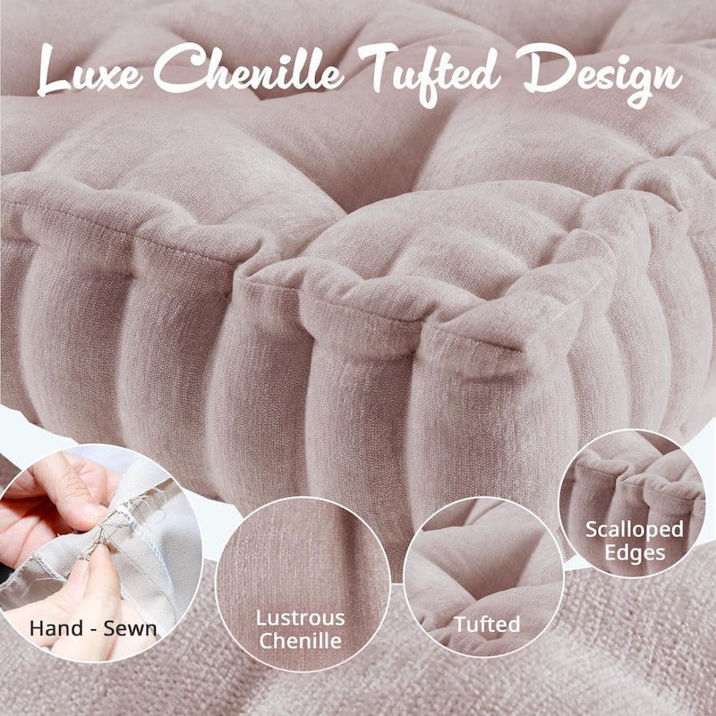 Intelligent Designs Charvi Poly Chenille Square Floor Pillow Cushion